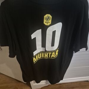 Black Nashville SC T-Shirt with Yellow and White Print